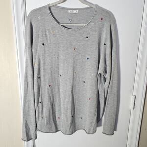 Cashmere Blend Embroidered Heart Sweater Sz XL Preppy Old Money Classic Staple